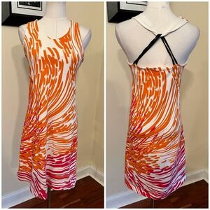 Title Nine Swirl Print Active Athletic Dress Orange Pink White Size M